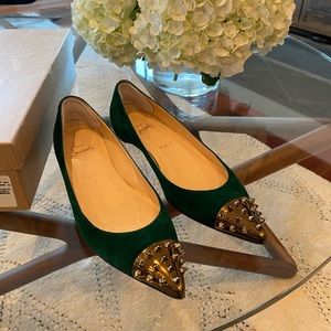 Christian Louboutin hunter green suede flats - 39